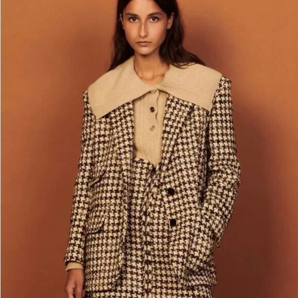 Sandro Women's wool Houndstooth Blazer Coat set - Picture 4 of 9